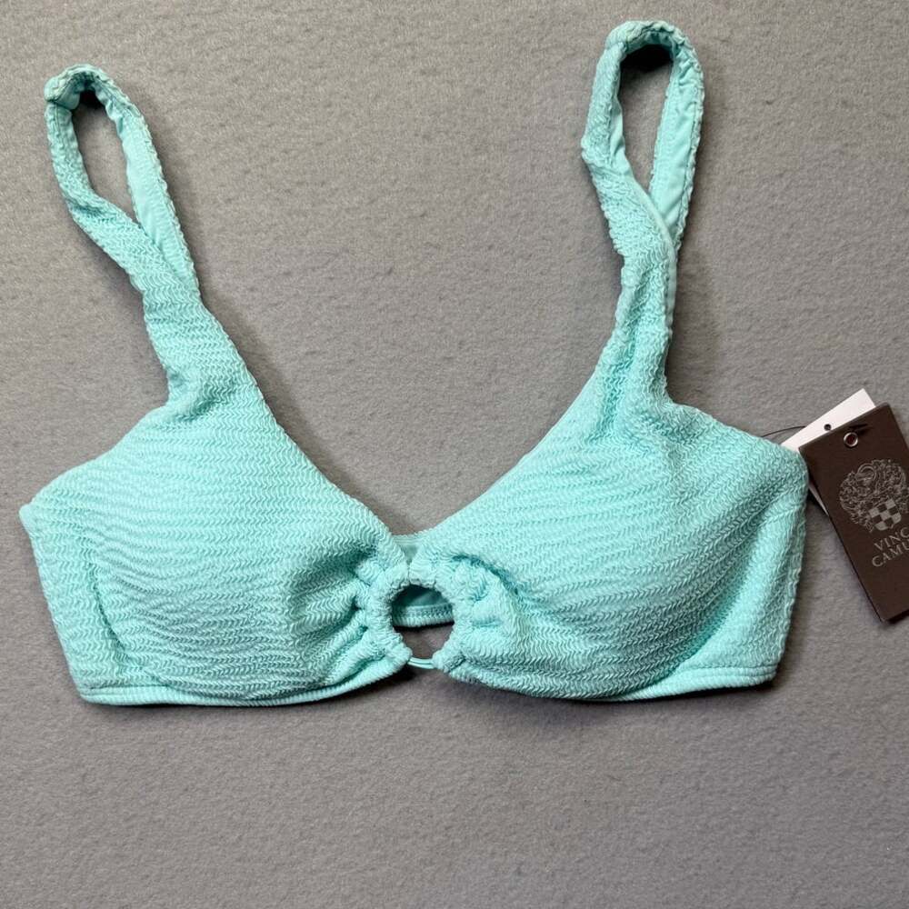 Vince Camuto Women's Textured O-Ring Bikini Top Oasis small $94